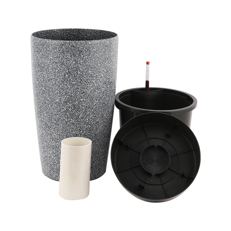 Model 7001T round plastic pp granite self watering plant flower pot